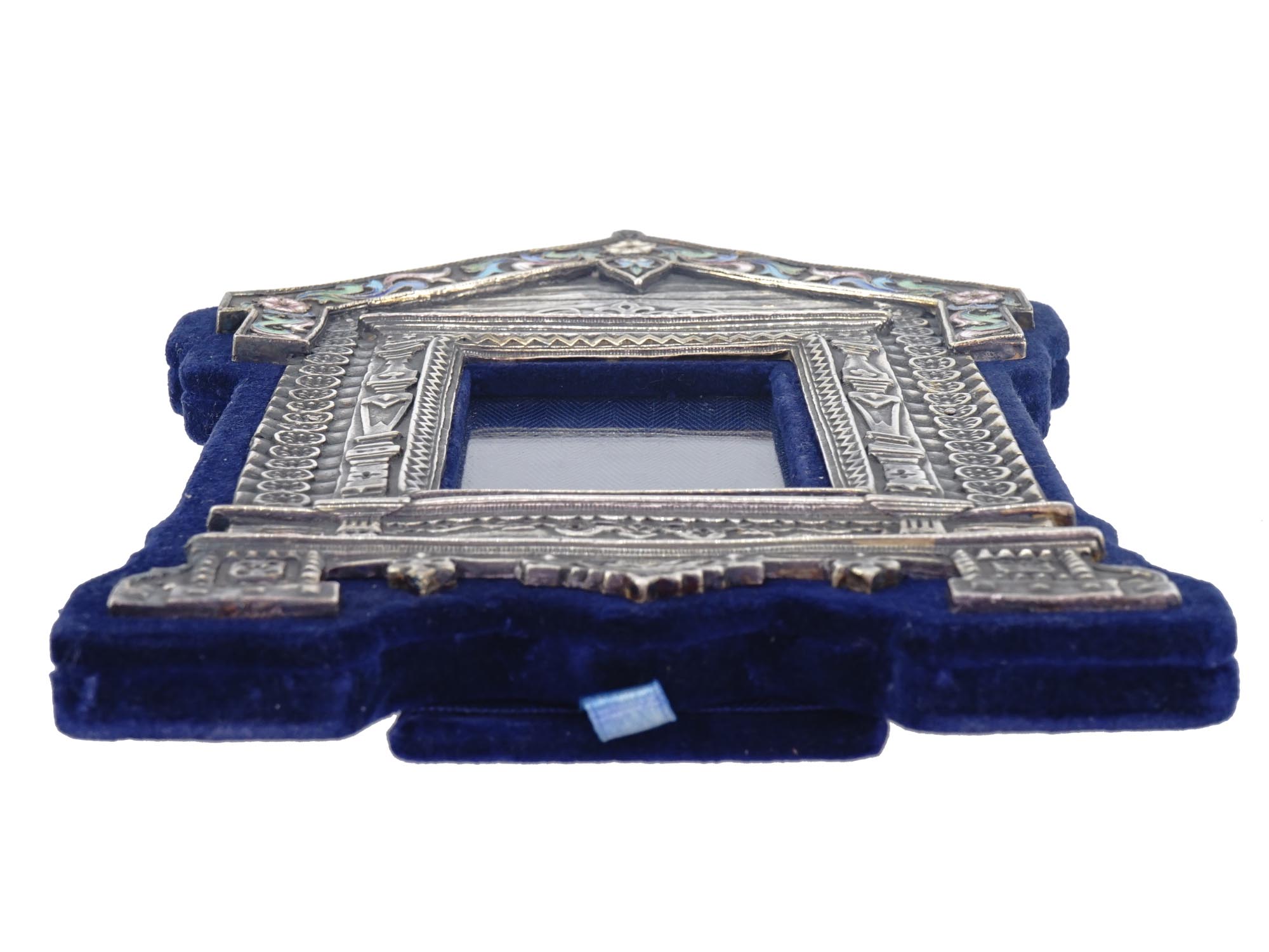 RUSSIAN SILVER AND CLOISONNE ENAMEL PICTURE FRAME PIC-1